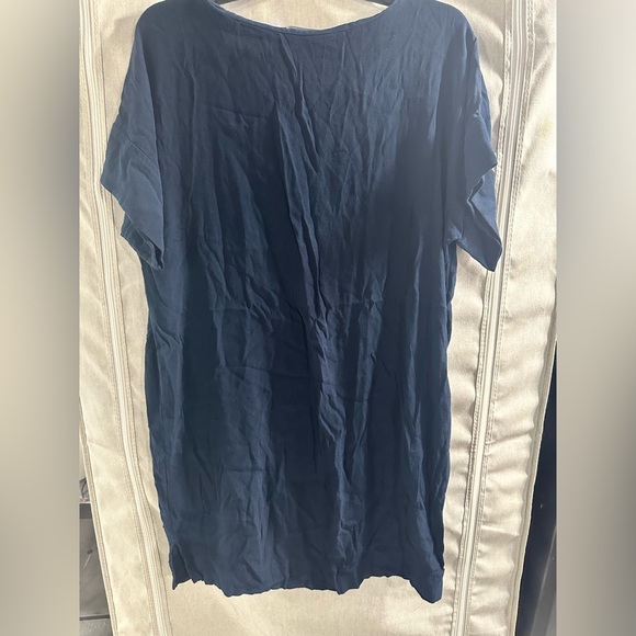 Madewell Navy Blue Novel Shift V Neck Dress‎ Viscose Everyday  Simple Core L - Picture 6 of 6